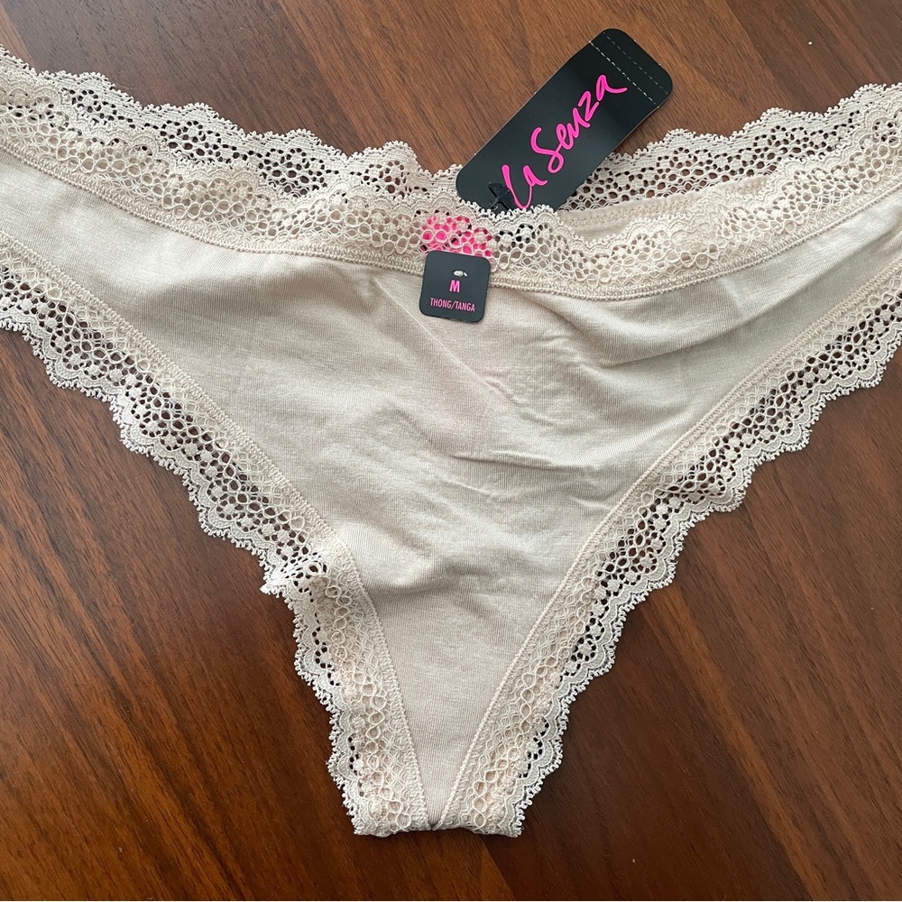 La Senza Cream Lace Thong